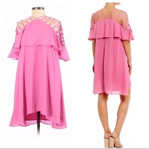 Gianni Bini Cutout Sleeve Pink Mini Dress